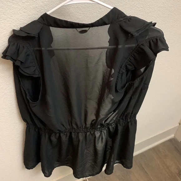 Sheer Ruffle Button Up Top - Picture 2 of 6